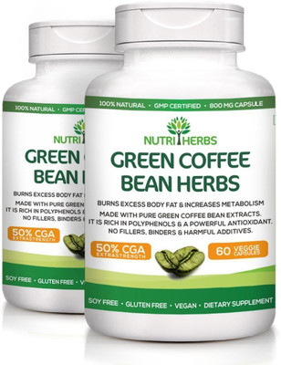 

Nutriherbs Green Coffee Beans Extract (50% GCA) - 60 Capsules (Pack of 2)(120 No)