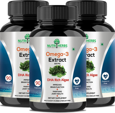 

Nutriherbs Omega 3 ( DHA Rich Algae Supplement ) - 90 Capsules -(Pack of 3)(270 No)