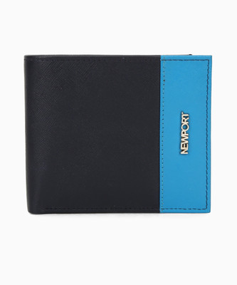 

Newport Men Blue Genuine Leather Wallet(3 Card Slots), Navy & sky blue