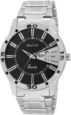 

Braton BT1913SM01 New Generation black dial stainless steel strap Day& Date working wrist Watch - For Men