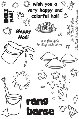 

ELEGANZA Clear Happy Holi Rubber stamp craft Size 104 mm x 150 mm