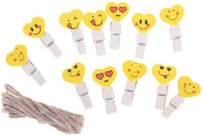 

Lilone Wooden Mini Smiley Photo Clips with Rope (Yellow) - 10 Pieces