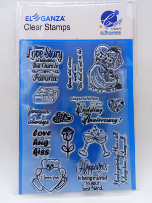 

ELEGANZA Clear Wedding Anniversary Rubber stamp craft Size 104 mm x 150 mm