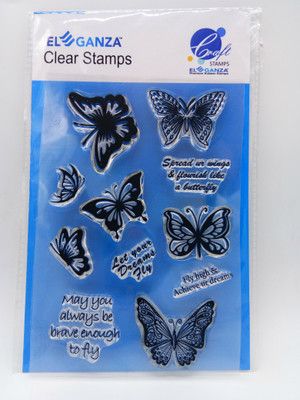 ELEGANZA Clear Butterfly Rubber stamp craft Size 104 mm x 150 mm