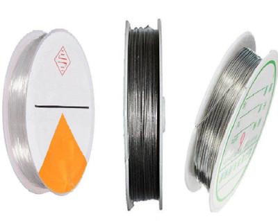 

BestUBuy Gear Wire/Tiger Tail, Copper Wire & Elastic Wire Clear Combo - Silver for jewellery making