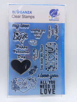 

ELEGANZA Clear Love Wishes Rubber stamp craft Size 104 mm x 150 mm