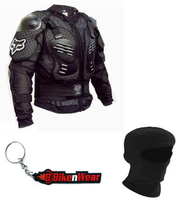 

Bikenwear 1 Fox Bike Riding Body Armor Stretchable Size-L (40-42 inch), 1 Balaclava Face Mask-Black & 1 Keyring Combo