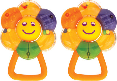 

MeeMee Easy Grip Teether Rattle(Pack of 2, Orange) Rattle(Orange)