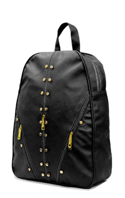 

SPLICE PU Leather Backpack School Bag Student Backpack Women Travel bag 6 L Backpack(Black)