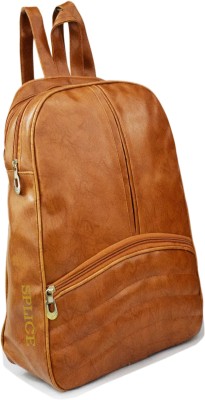 

SPLICE PU Leather Backpack School Bag Student Backpack Women Travel bag 6 L Backpack(Tan)