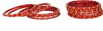 AFAST Glass Crystal Enamel Bangle Set(Pack of 10)