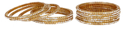 AFAST Glass Crystal Enamel Bangle Set(Pack of 12)