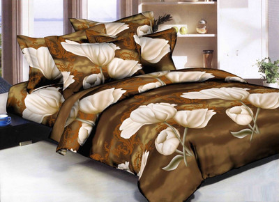 Vinay Handloom 0 TC Cotton Double Printed Fitted & Flat Bedsheet(Pack of 1, Brown)