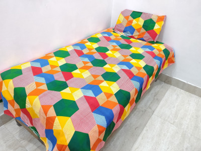 

SINGHS VILLAS DECOR 144 TC Polycotton Single Geometric Bedsheet(Pack of 1, Multicolor)