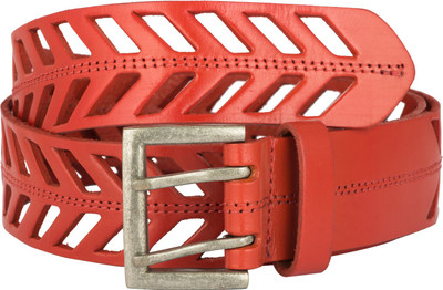 FRONC Women Casual Red Genuine Leather Belt, Brown