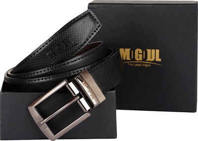 

Mogoul Men Formal Black Artificial Leather Reversible Belt, Mogoul-ripublack-201803