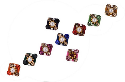 

beauty gold designer square bindi for beautiful lady & girl forehead, nails, tattooing Multicolor Bindis(mugli marathi, bengali bindi, Bollywood style)
