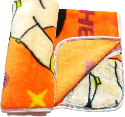 

NewJainTraders Embroidered  Hooded Baby Blanket(Woollen Blend, Orange01