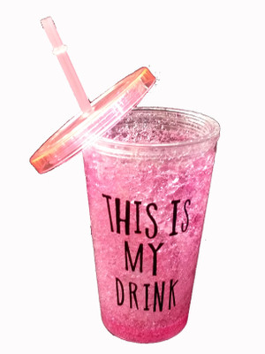 

TECHNOCHITRA Frosty Jar With Straw and lid Freezing Gel for Juice, Water , Color Pink 450 ml Sipper(Pack of 1, Pink)