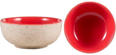 

caffeine Dining Dessert Bowl in Red Matte Ceramic Bowl Set(Red, White, Pack of 2)