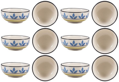 

caffeine Dining Dessert Bowl in Blue Asmiya Ceramic Bowl Set(Blue, Pack of 12)