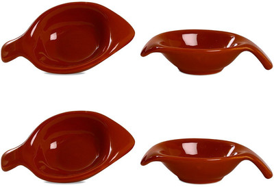 

caffeine Dip and Sauce Diva Serving Bowl in Brown Glossy (Set of 4) Ceramic Bowl Set(Brown, Pack of 4)