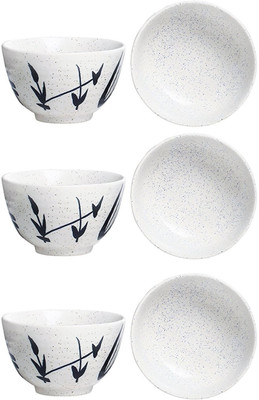 

caffeine Katori Dessert Bowl in Matte White Leaf (Set of 6) Ceramic Bowl Set(White, Pack of 6)