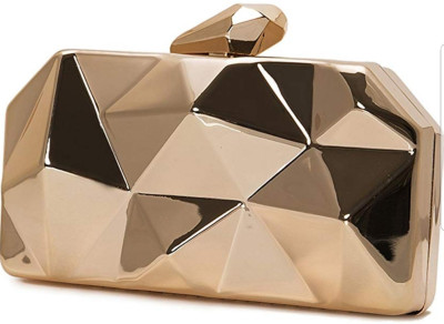 

Tooba Handicraft Party Gold Clutch