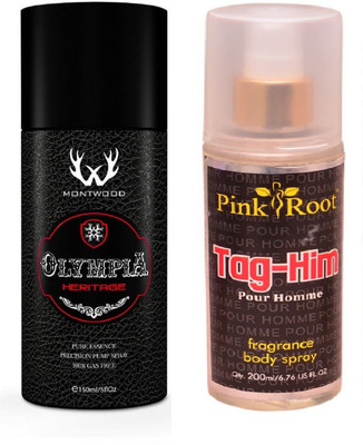 

Pink Root TAG HIM MIST WITH MONTWOOD OLYMPIA HERITAGE DEO 150ML(Set of 2)