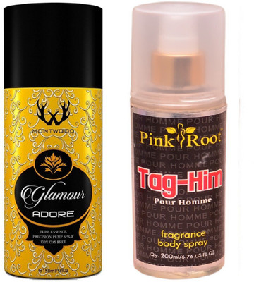 

Pink Root TAG HIM MIST WITH MONTWOOD GLAMOUR ADORE DEO 150ML(Set of 2)