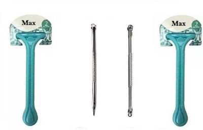

Mataiva Eyebrow Facial Underarms Hair Removal Epilator Razor, Stainless Steel Blackhead Remover Needle (Pack of 4)(Set of 4)