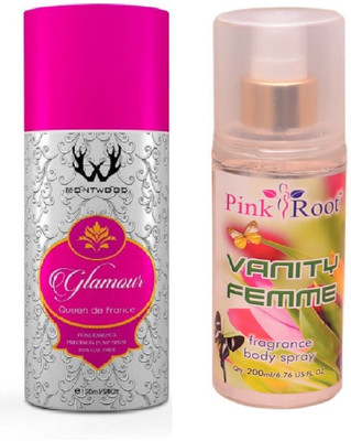 

Pink Root VANITY FEMME MIST WITH MONTWOOD GLAMOUR QUEEN DE FRANCE DEO 150ML(Set of 2)
