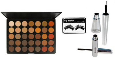

big basket Eyelashes, Mac 35 Shade Eyeshadow Palette, Brooke Candy Liner&Mascara(Set of 4)