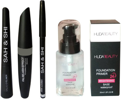 

Sah&Shi Eyebrow Black Pencil With Mac Mascara & Mac Liquid Eyeliner (Set of 3) with Huda Transparent Primer(Set of 4)