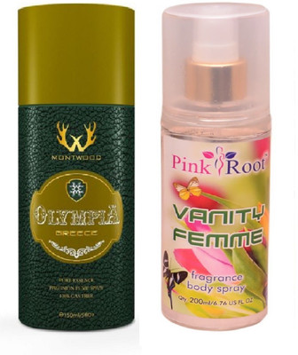 

Pink Root VANITY FEMME MIST WITH MONTWOOD OLYMPIA GREECE DEO 150ML(Set of 2)