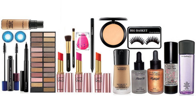 

big Basket eyelashes with Mac Professional Beauty Charming face Combo Makeup Kit(Set of 19)