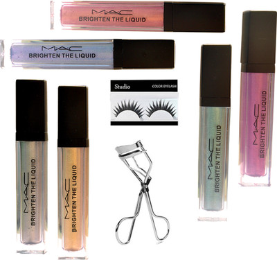 

studio Eyelashes With Eyelashes Curler And Brighten The liquid Eye Pigment 6 in 1(Set of 3)