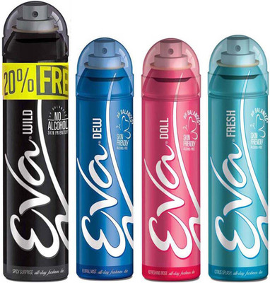 

EVA Deodorant Spray, Deodorant Spray - For Women(500 ml, Pack of 4)