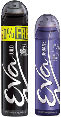 

EVA Deodorant Spray, WILD deo 125ml+25ml with 20% Extra, URBANE deo 125ml - Combo 2 Deodorant Spray - For Women(250 ml, Pack of 2)
