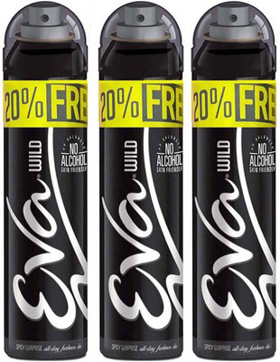 

EVA Deodorant Spray WILD Deo With 20% EXTRA (125ml+25ml) No Alcohal, Skin Friendly Deodorant Spray - For Women(450 ml, Pack of 3)