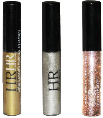 

HR combo of 3 waterproof glitter shimmer eye liner gold silver rose gold 5 ml(silver, gold, Rose gold)