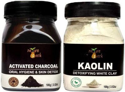 

NatureSack NatureSack's Skin Detox Combo (Pack of 2) Activated Charcoal 100g + Kaolin Clay 100g. For Face Masks, Acne, Blackheads, Pigmentation, Skin Repair, Vitalizing & Renewal Of Skin(200 g)