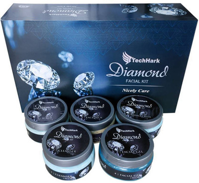 

Techhark Professional Diamond Facial Kit Unisex For Fairness, Whiting, Skin, Instant Glow All Types Skin Solutions 750 g(Set of 5)