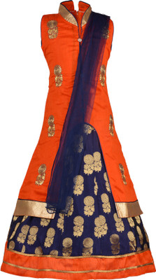 

Aarika Girls Lehenga Choli Ethnic Wear Embroidered Lehenga, Choli and Dupatta Set(Orange, Pack of 1