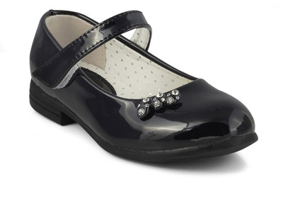 

KITTENS Girls Velcro Ballerinas(Black
