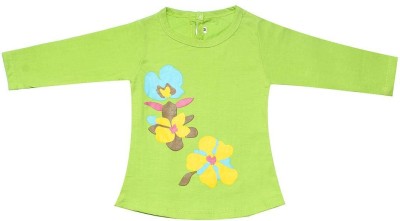 babeezworld Baby Girls Casual Cotton Blend Top(Light Green, Pack of 1)