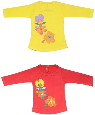 babeezworld Baby Girls Casual Cotton Blend Full Sleeve Top(Yellow, Pack of 2)