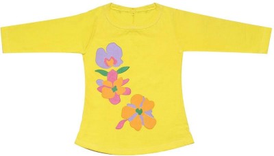 babeezworld Baby Girls Casual Cotton Blend Full Sleeve Top(Yellow, Pack of 1)