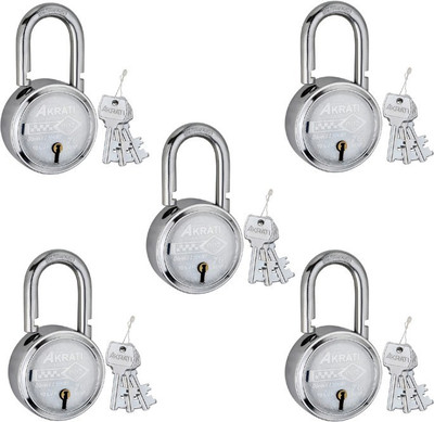 AKRATI INDIA 007 - 76mm pack of 5 Padlock(Chrome)