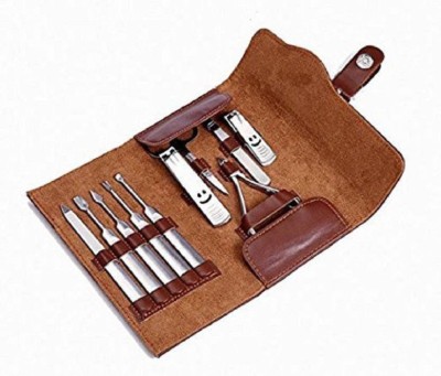 

Bueno Stainless Steel Leather Manicure Kit For Salons And Parlour, 11 In 1 Professional Pedicure Kit For Men And Women, Pack Of 1(100 g, Set of 11)